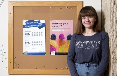 Abbi Schlueter, a junior graphic design major, has created a series of eight posters on the impacts of marijuana use. She is a student designer in the UW-Stout Counseling Center.