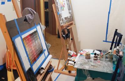 Rebecca Webster's and Kayla Gullickson's at-home studio.