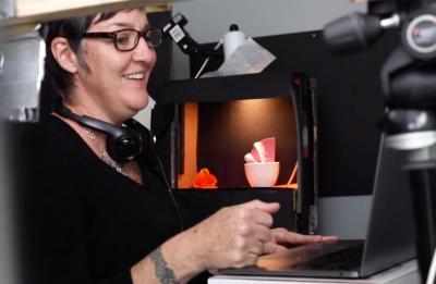 Professor Tamara Brantmeier teaching from home.