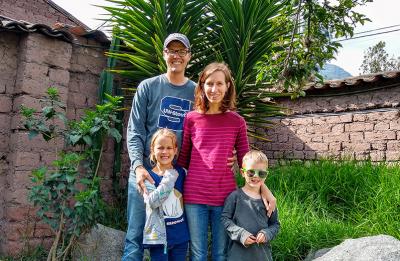 Berg, in the baseball cap, and his family in Peru.