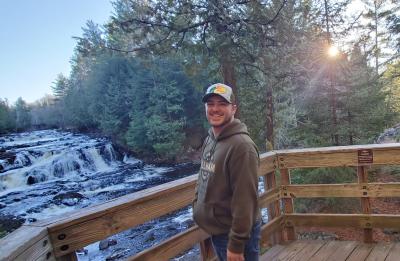 Brandon Hess, early childhood education senior, at Copper Falls State Park.