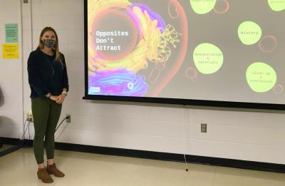 Clare Marquardt presenting in her practicum course.