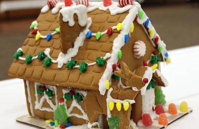 Student McKenna Van Buren’s gingerbread house had Rudolph the red-nosed reindeer outside its door.