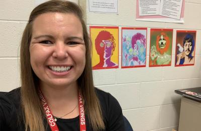 Kathleen Thorn, marketing and business education graduate, teaching in her classroom.