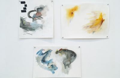 Kayla Spaeth. With Another Self A-E. Watercolor, Charcoal and Graphite on Paper.