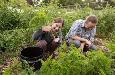Abby Cullen and Arthur Kneeland in the garden.