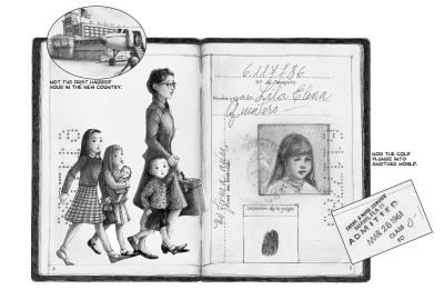 Artwork from "Darkroom," by Lila Quintero Weaver, depicting her passport as a child.