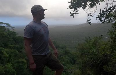 Chris Jones enjoys a scenic overlook in January while in Belize.