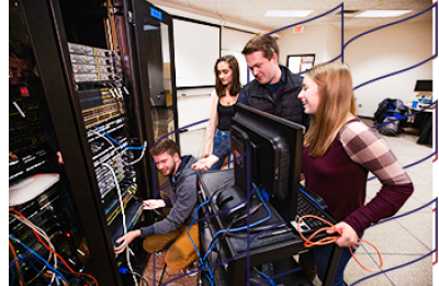 Student collaborate on information technology