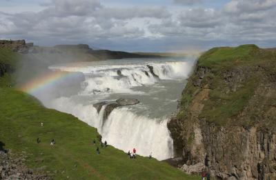 Waterfall with rainbow in Iceland