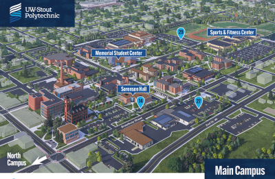 UW-Stout Polytechnic campus map.