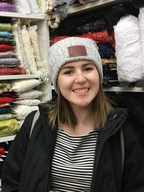 Alexis Gonion, retail merchandising junior, at Mood Fabrics in New York City.