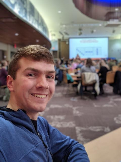 Nathan Thompson, first-year double-major in applied science and mechanical engineering, at Memorial Student Center.