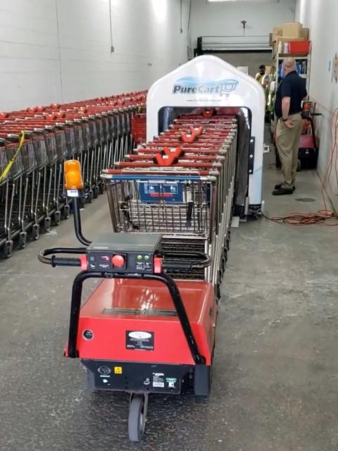 PureCart is a grocery cart sanitizing system.