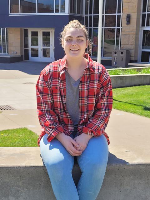Stout Scholar Erin O'Brien at the Memorial Student Center.