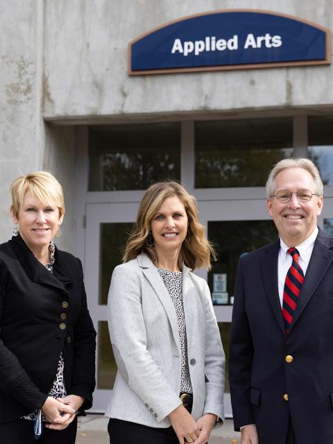 From left, Katherine Frank, chancellor; Michelle Hansen, George Kress Foundation president; and Willie Johnson, vice chancellor for University Advancement and Alumni Relations.