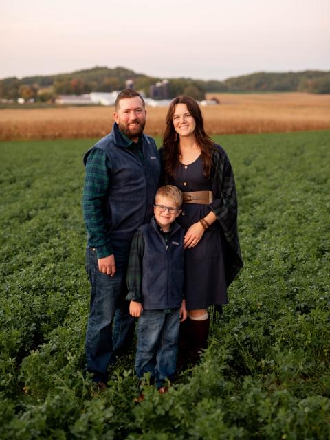 UW-Stout graduate Heather Dietsche, with her son, Ariston Schneider, and husband, Aaron Dietsche. / Sam Berlin Photography