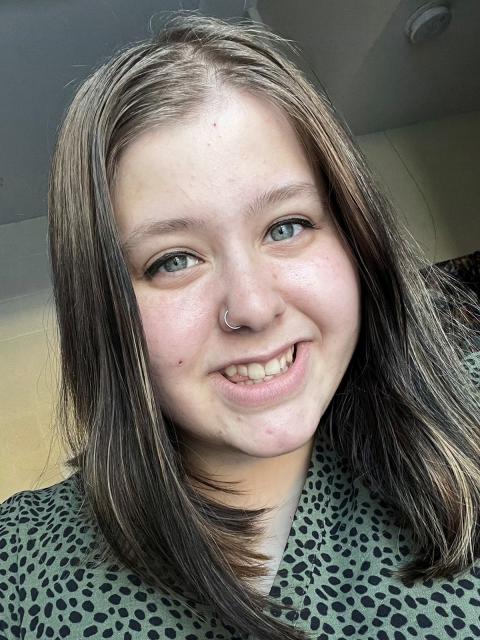 Kacey King, a junior at UW-Stout, prefers using digital textbooks over printed texts. She has six digital and two printed textbooks this semester.