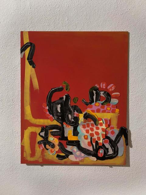 An untitled artwork made of paper, ink and acrylic paint on panel is part of Kayla Haugen’s fine art submission “When it Speaks” that was chosen for UW-Stout’s Journal of Student Research.