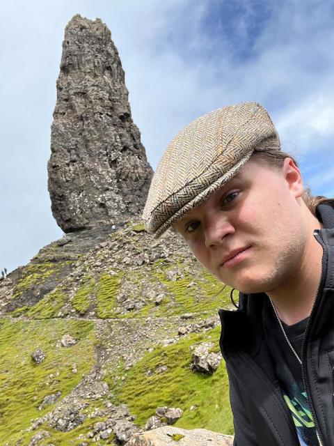 Jumpstart Scotland student Max Lamb at Old Man of Storr