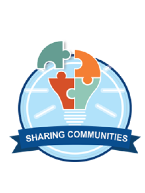 Light bulb in circle with sharing community banner