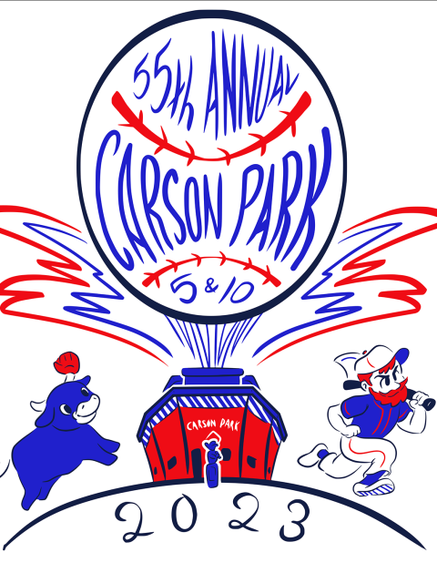 Paul Bunyan, Babe the Blue Ox and Carson Park baseball stadium are featured on Isabel Smith’s winning T-shirt design for the Carson 5 and 10.