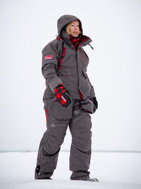 Sara Goodman modeling Ardisam's Keeper ice suit. Photo by Ardisam Inc.